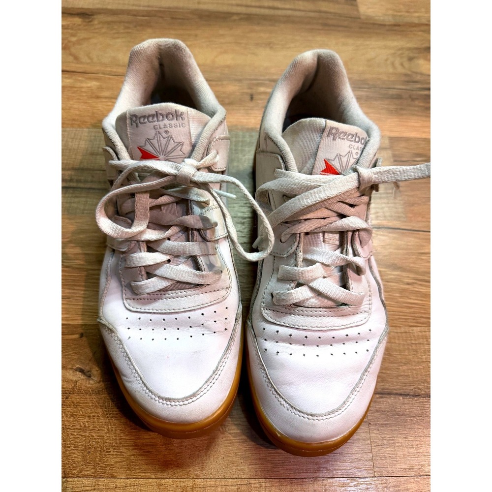 Reebok Workout Plus Sneakers White Gum Retro Leather Shoes Mens 7 Womens 8.5